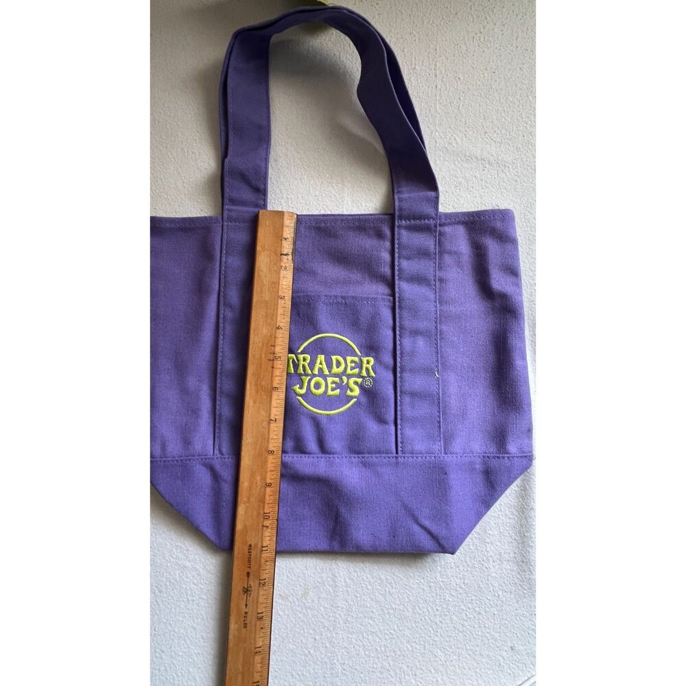 NWT Trader Joe's Purple Green Halloween Mini Tote Bag - Picture 2 of 3